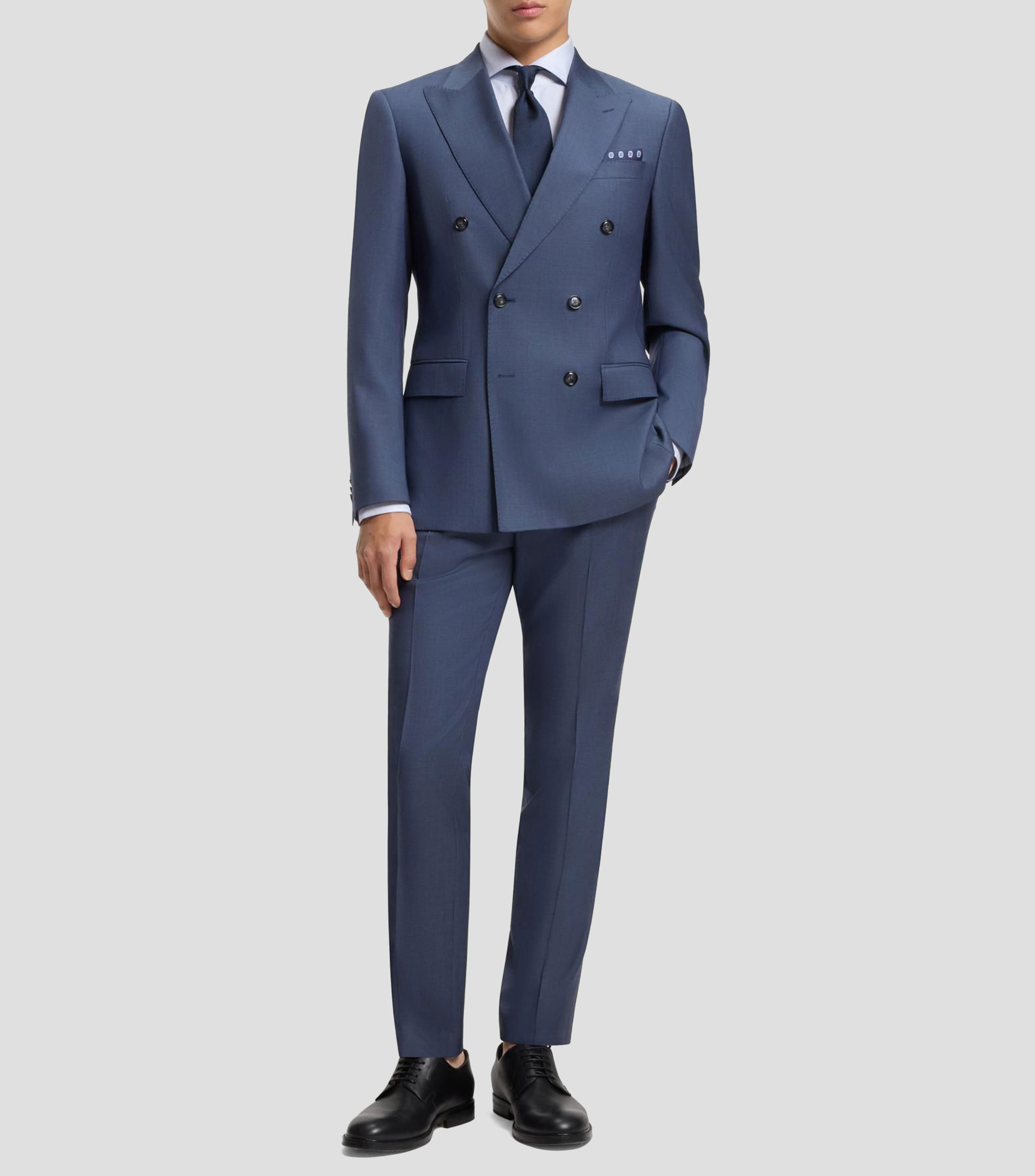 Camisa slim fit en sarga de algodón Hombre